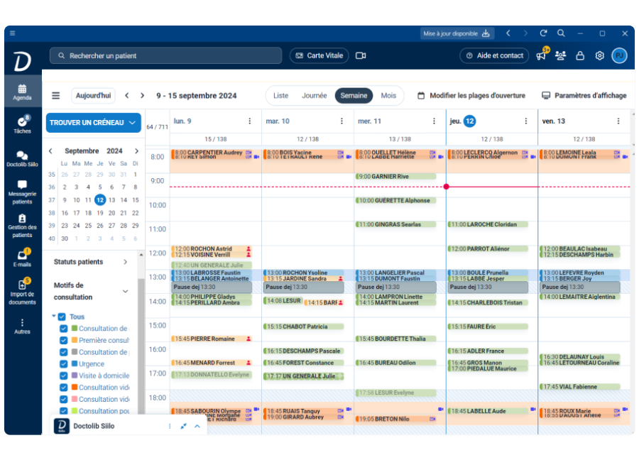 Connexion à l'agenda Doctolib
