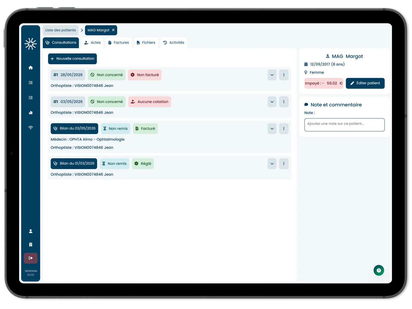 Dossier patient complet sur iPad