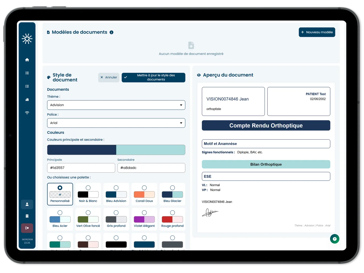 Personnalisation des modèles de documents sur iPad